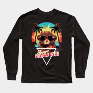 Retro Wave Brown Hamster Vibes Long Sleeve T-Shirt